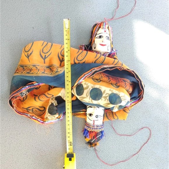 Topsy RAJASTHANI PUPPET Katnputi Indian Wooden Handmade Puppet Male Female RARE - Picture 2 of 16